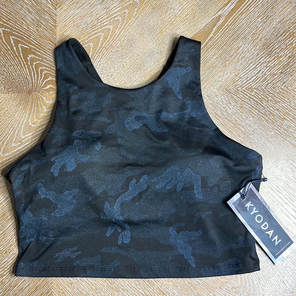 KYODAN Black Blue Shimmer Camo Sports Top L